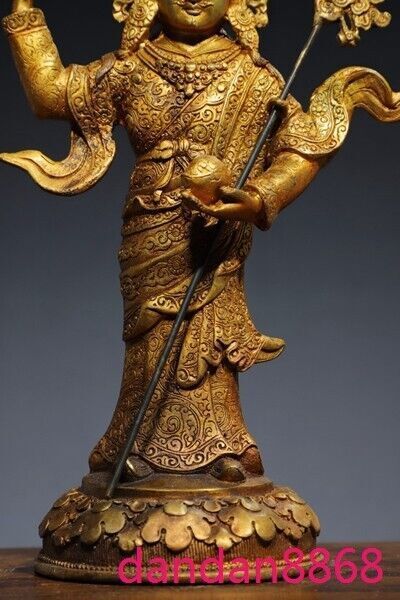 13.2"Tibet Buddhism temple bronze Gilt Guru Rinpoche Padmasambhava Buddha Statue