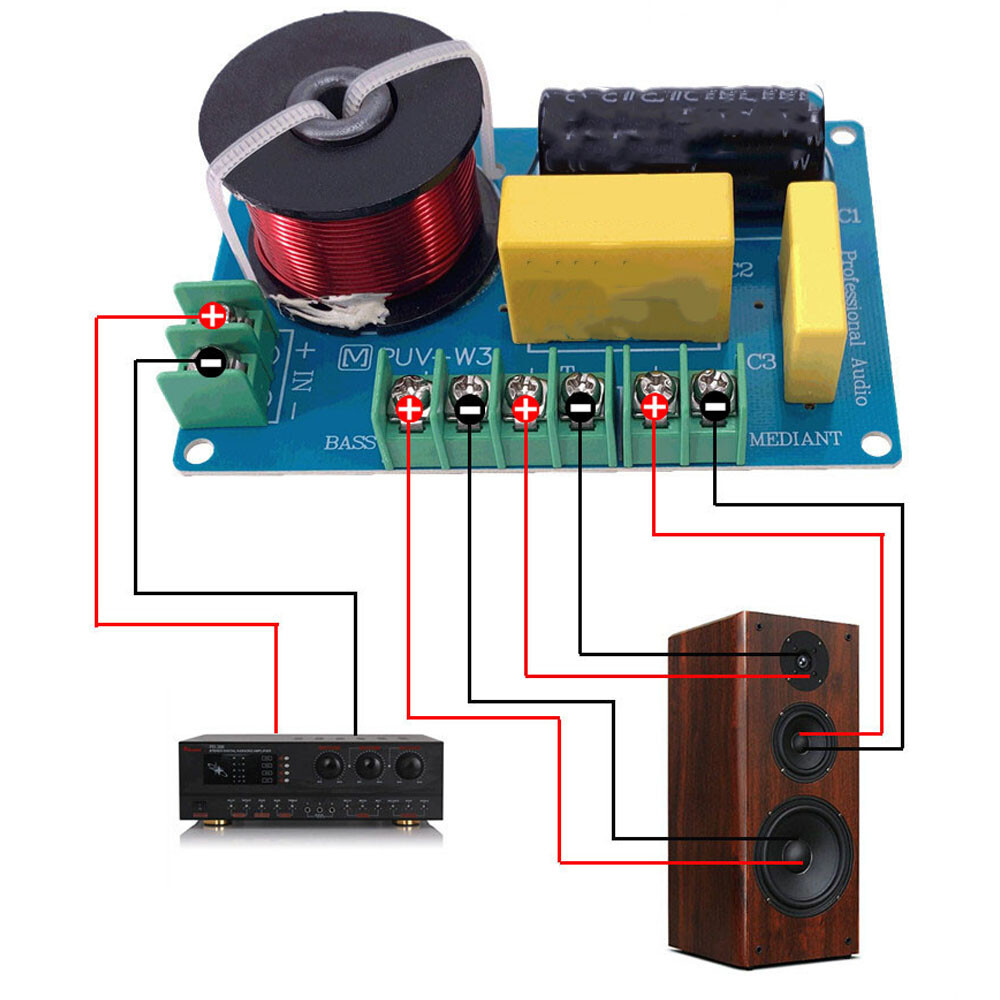 2PCS 3 Way Speaker Crossover PUV-W3 200W Passive Crossover For HiFi Home Audio