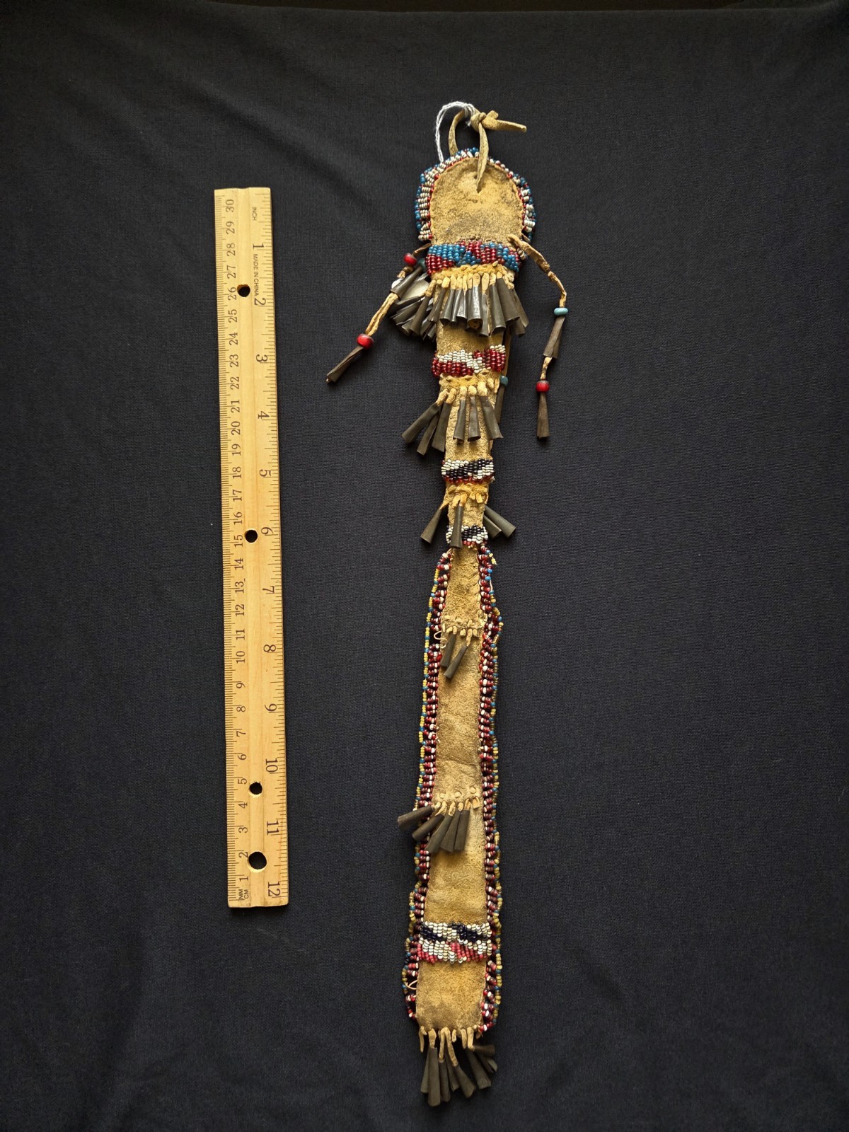 Apache Indian Beaded Awl Case, Circ: 1870s, 16" From An Old Indian Collection