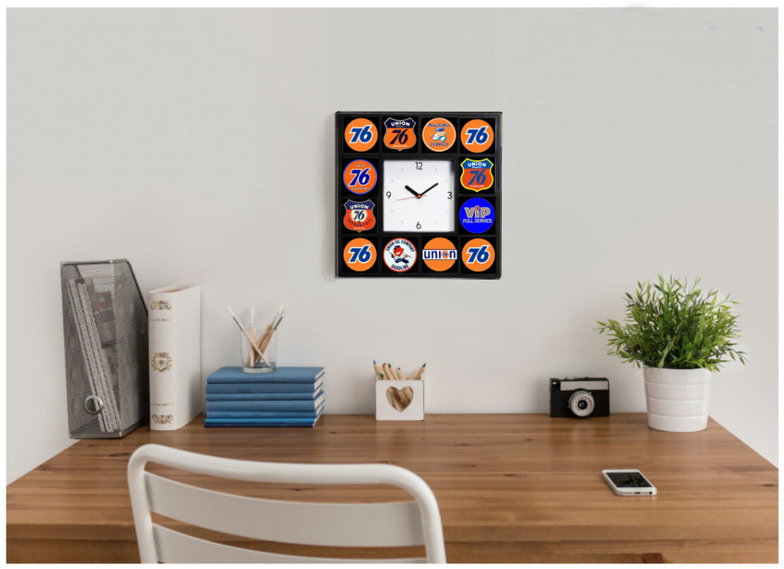 Union 76 Gas Oil History Big Square Wall Clock 12 pictures Gasoline Sign