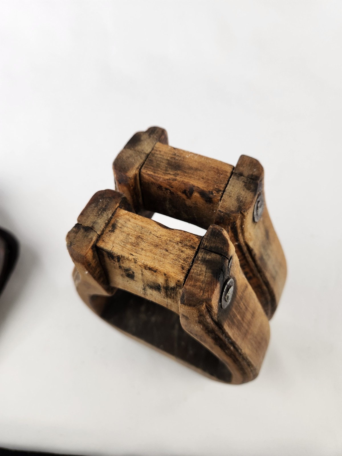 Antique Wooden Stirrups & Leather Tapaderos Boot Cover Hand Carved Horse Saddle