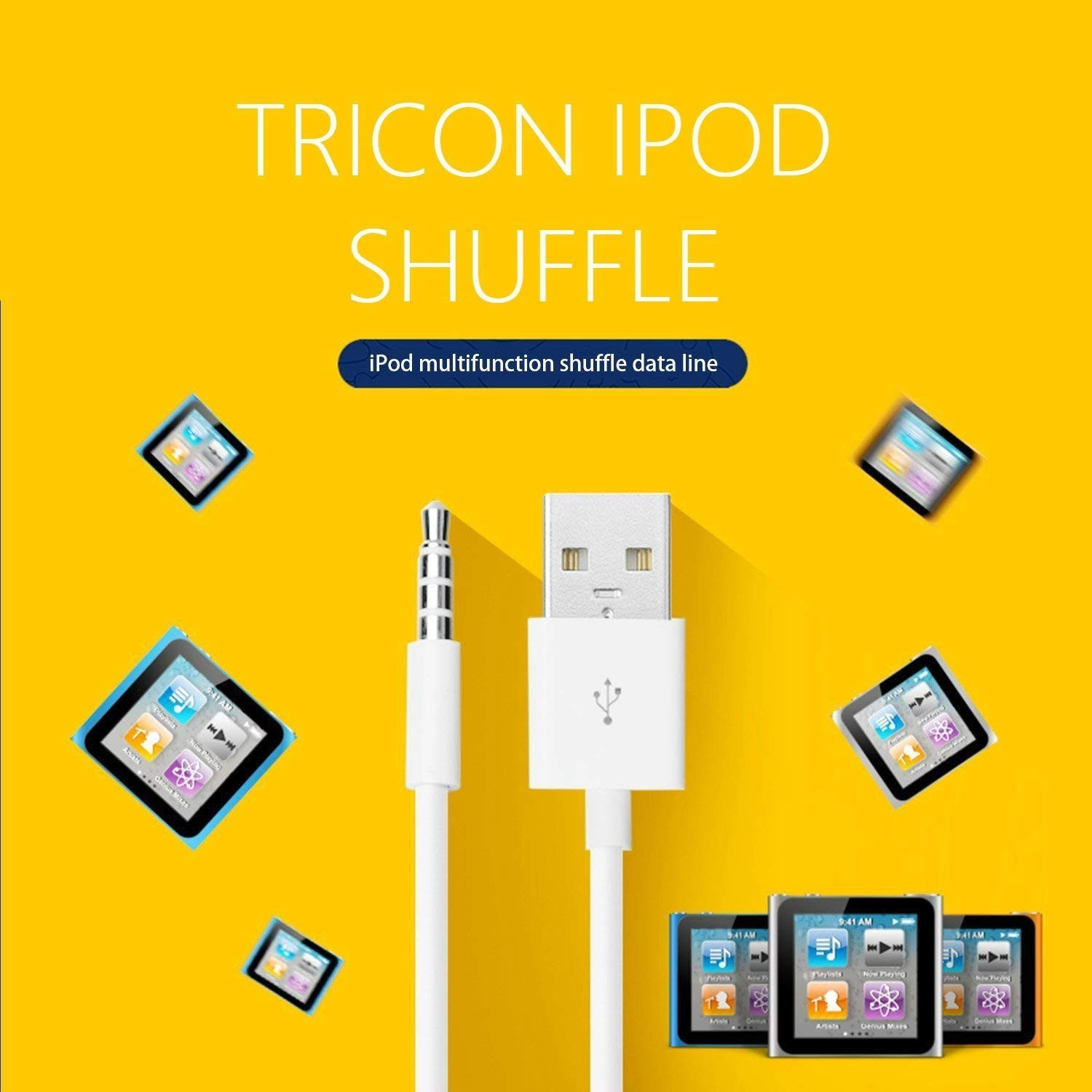 USB Charger Data SYNC Cable for Apple iPod Shuffle 3rd 4th 5th 6th 7th Gen 3.5mm