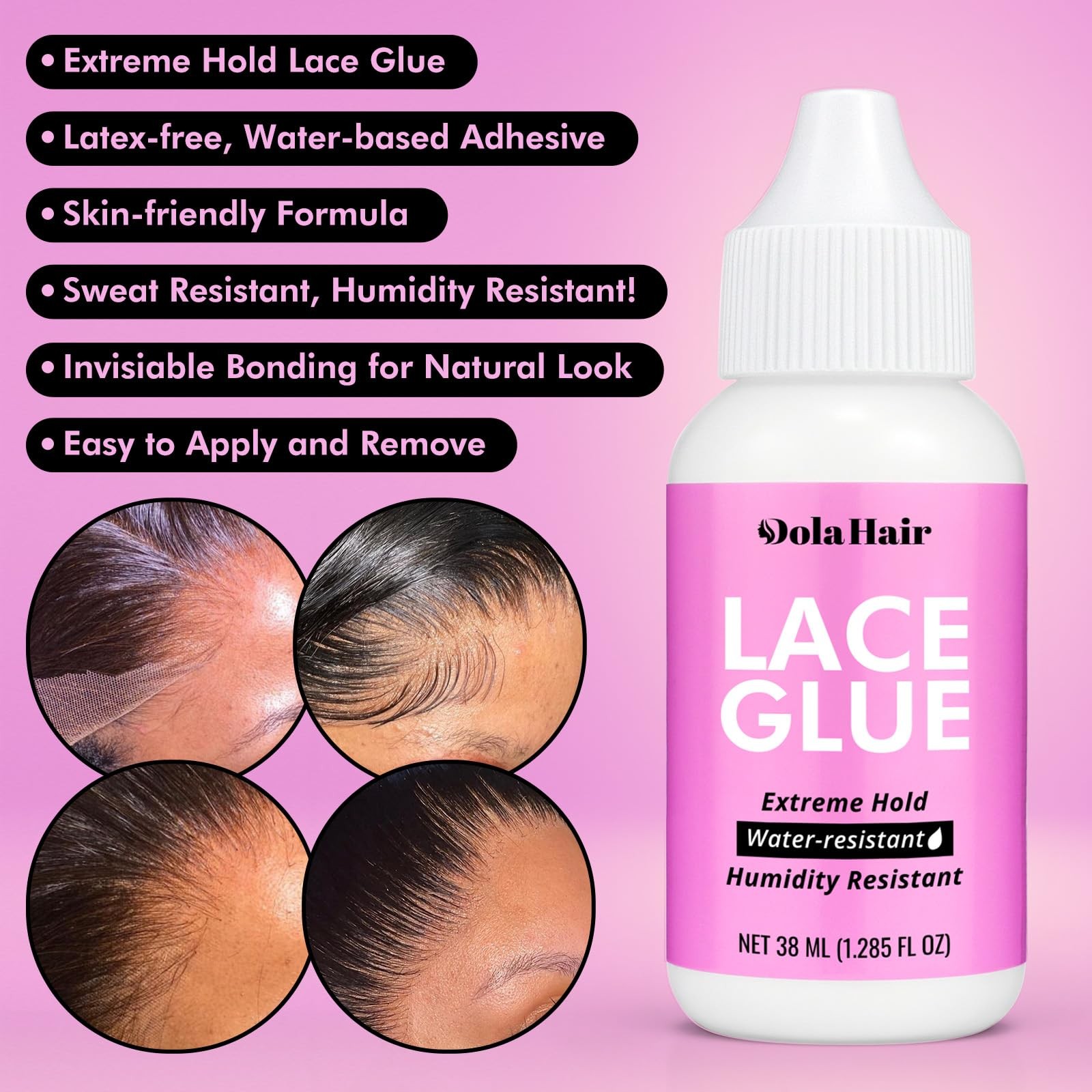 Dolahair Extreme Hold Lace Glue for Wigs, Waterproof, Invisible Bonding, 1.285