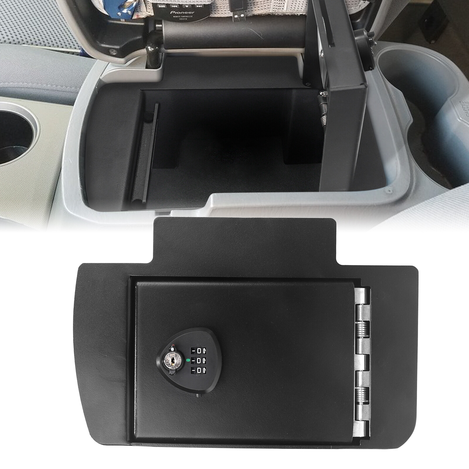 Center Console Gun Safe Vault For 2005-2015 Toyota Tacoma, 3 Digit Lock w/ Key