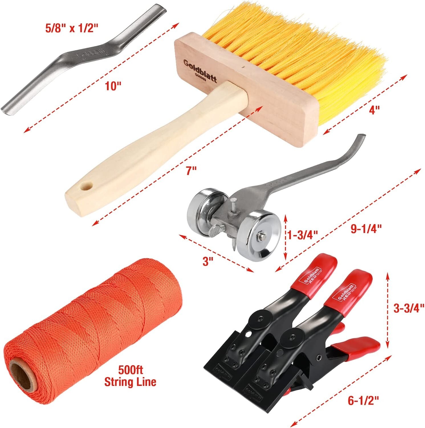 Goldblatt 12PC Masonry Hand Tool Set Organized in Tool Bag Labor-saving NEW