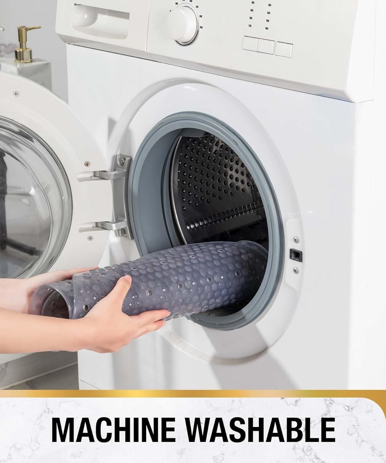 Oval Bathtub Mat Non Slip, 27x15 Inch Bubble Bath Tub Mat for Bathroom, Machine