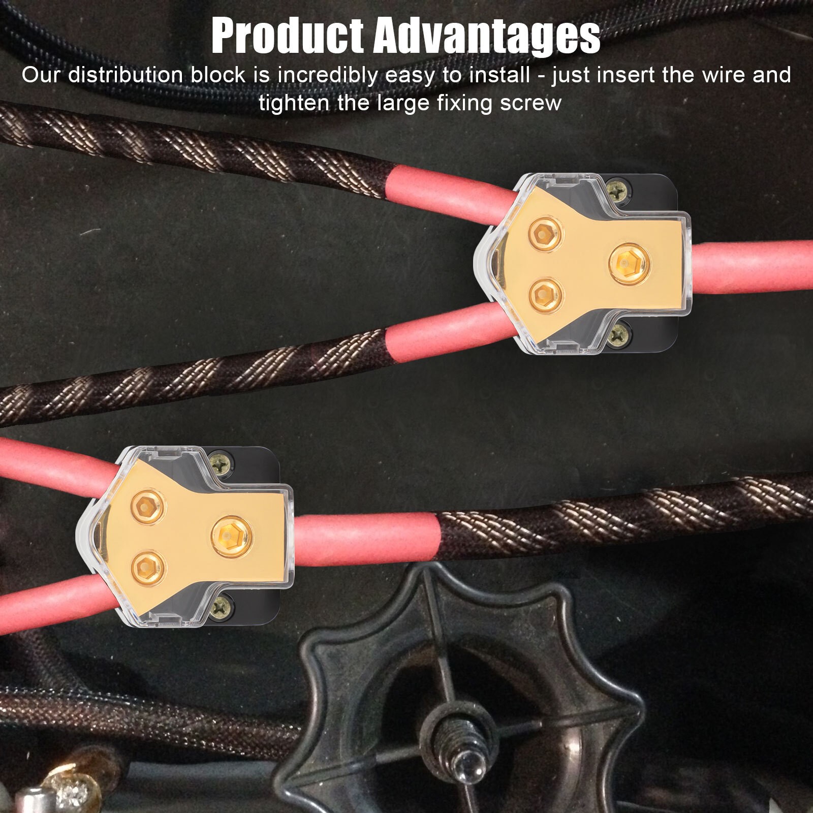 2 Car Audio Splitter Amp Power 0/2/4 Gauge In 4/6/8 Gauge Out Distribution Block