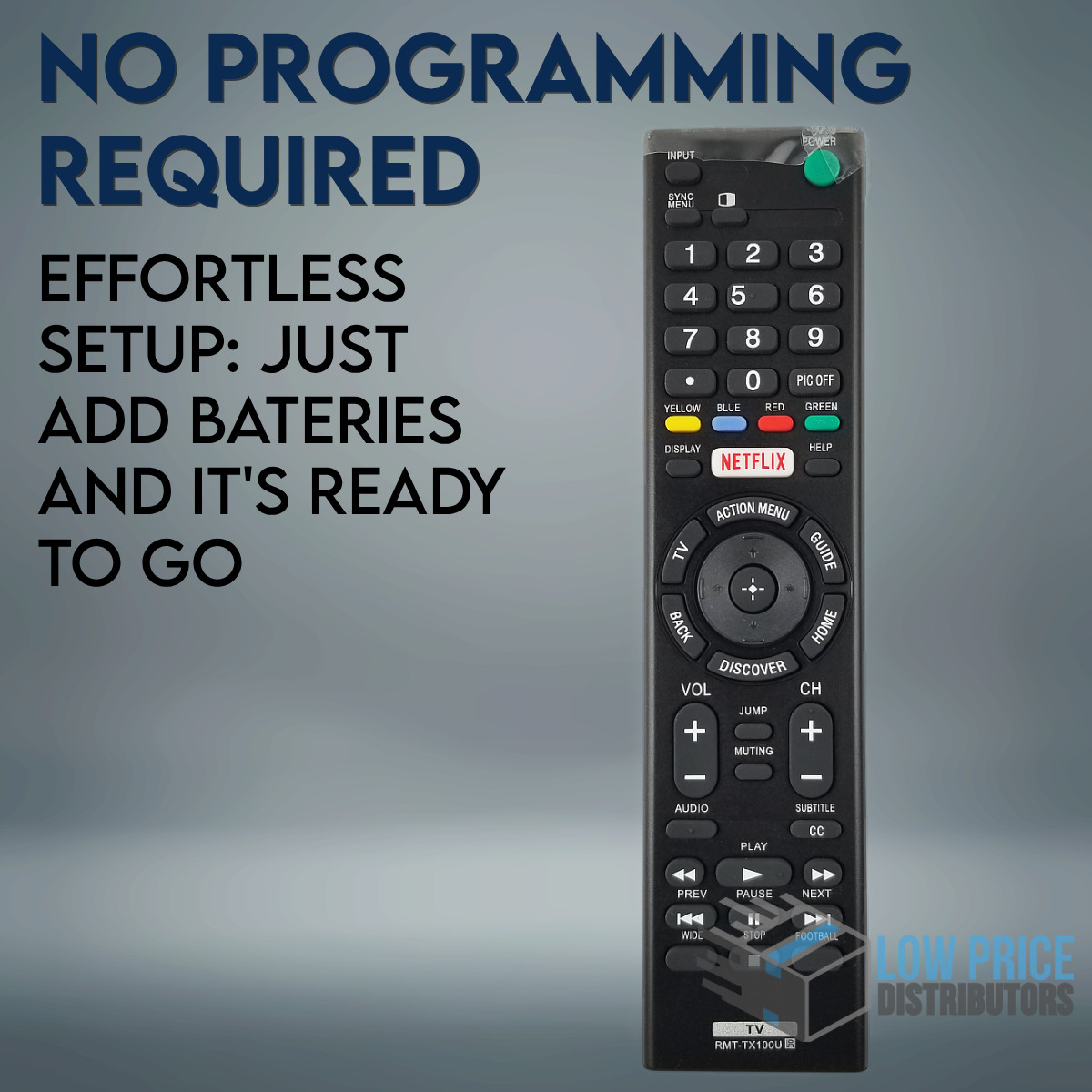 Sony RMT-TX100U TV Remote Control Replacement Work for ALL Sony Smart TVs