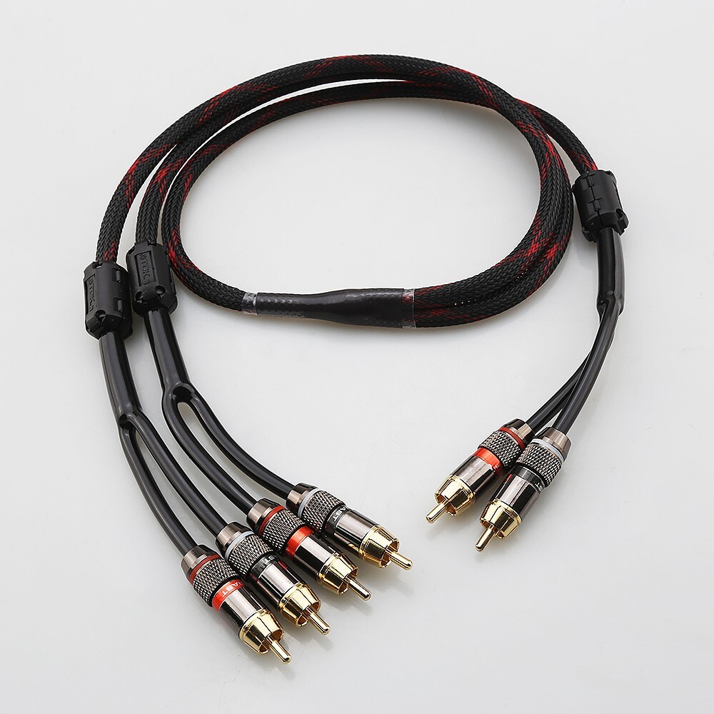 Hifi Extension Cable Gold Plated RCA Plug Splitter 2 Male to 4 Male RCA Adapter