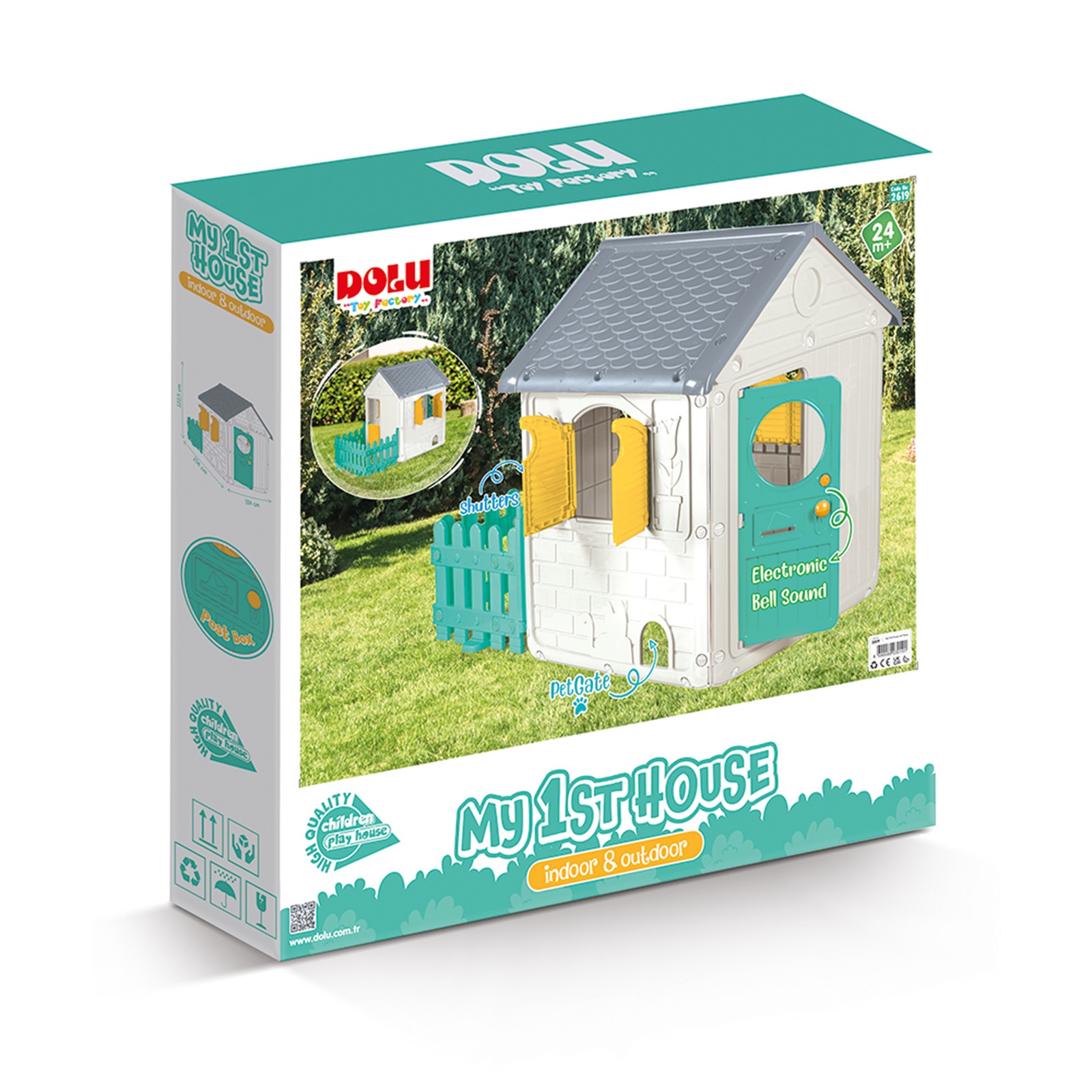 DOLU My First Playhouse with Fence, Durable, Easy-to-Assemble Toddler Playhouse