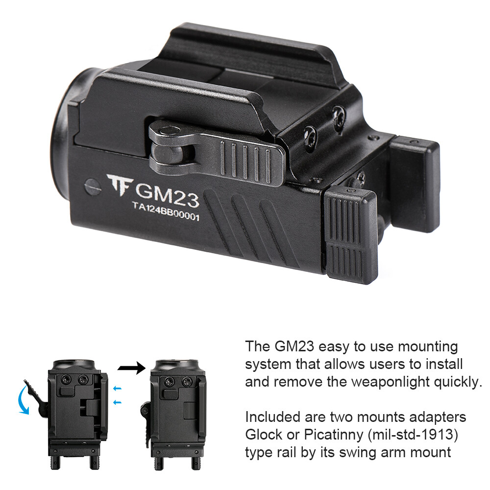 Trustfire Compact Tactical Handgun Mounted Pistol Light Glock Gun LED Flashlight