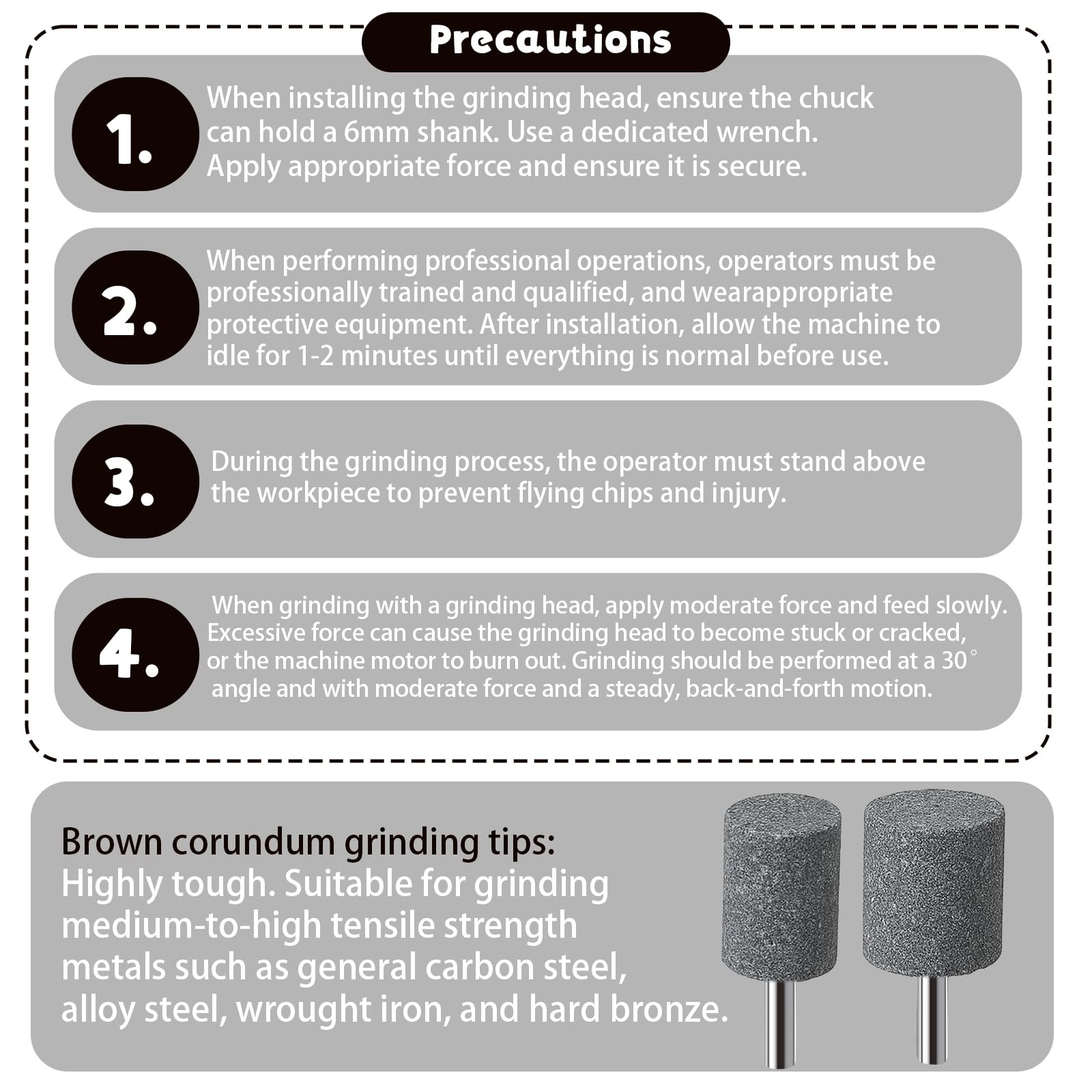 6 PCS Grinding Stones 1/4 Inch 6mm Multi Shaped Head Mounted Stone Abrasive G...