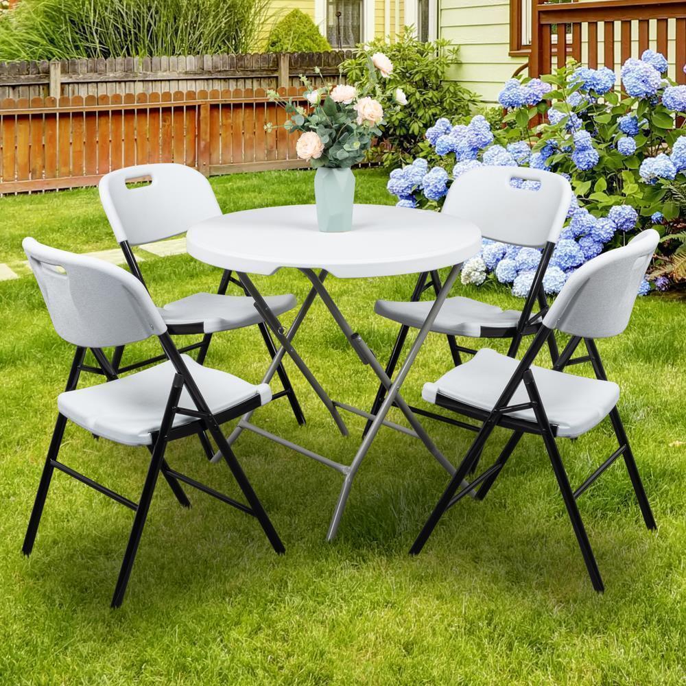 Set of 12 Commercial Folding Chair Seat Event Set for Outdoor Garden White