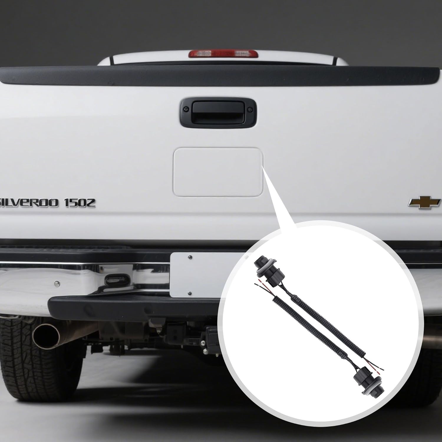 2 Pcs License Plate Light Socket Black Rear Lamp Wire Harness Assembly Compatibl