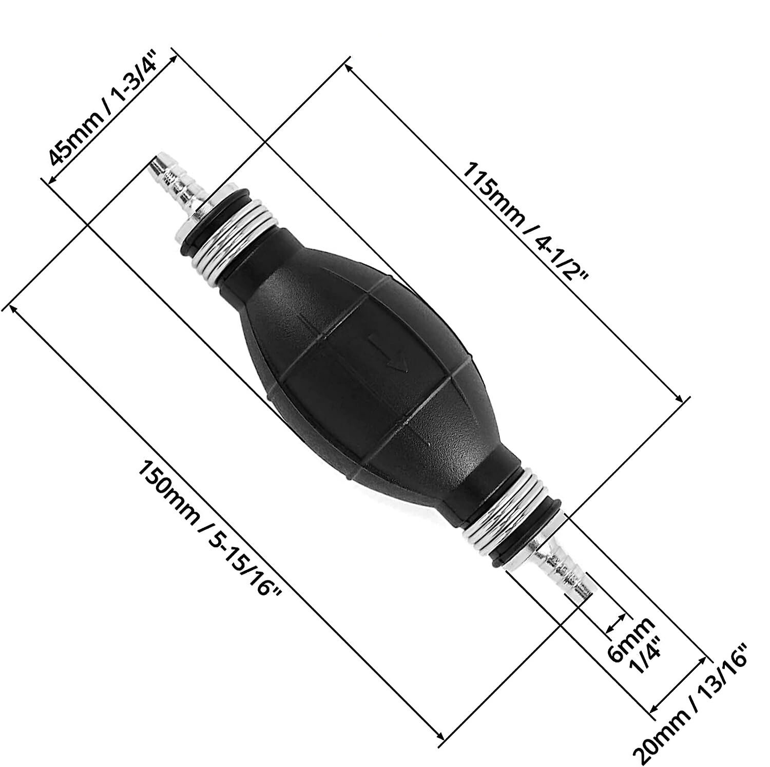 2pcs Hand Primer Bulb Outboard Car Marine Boat Gas Fuel Line Pump All Fuels 1/4"