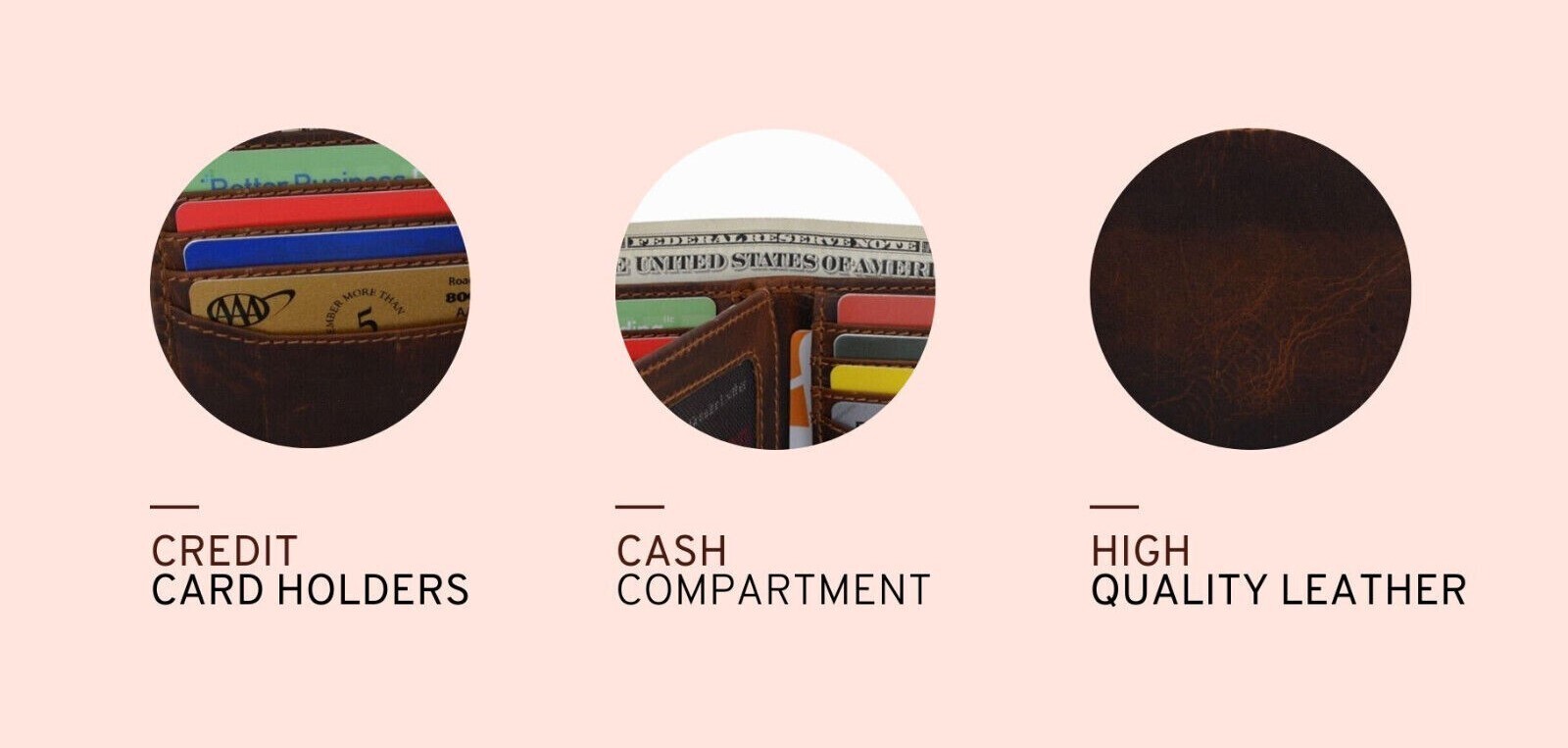 RFID Blocking Brown Vintage Leather Men's Bifold Center Flap Wallet