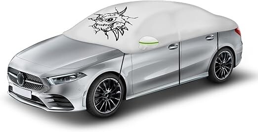 Universal Sedan Half Car Cover, Windshield Body Cover Winter Auto Top Snow Ice