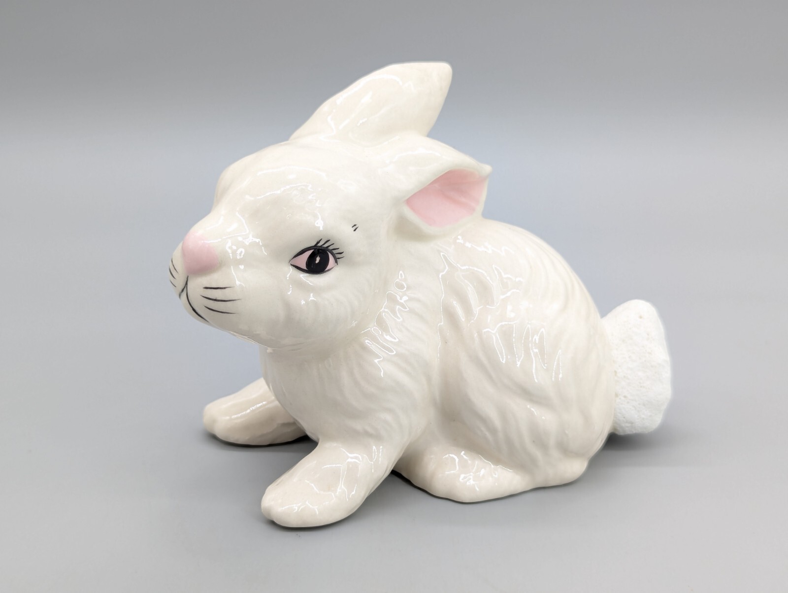 Ceramic White Rabbit Figurine Statue Cottontail Easter Bunny 7"
