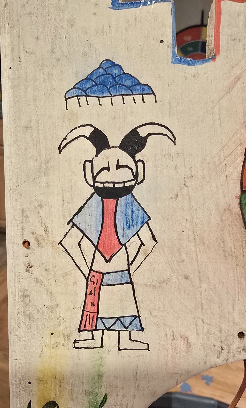 HOPI HEADDRESS TABLITA ORIGINAL PAINT WOOD LEATHER FEATHER SW ART EARLY CARVING