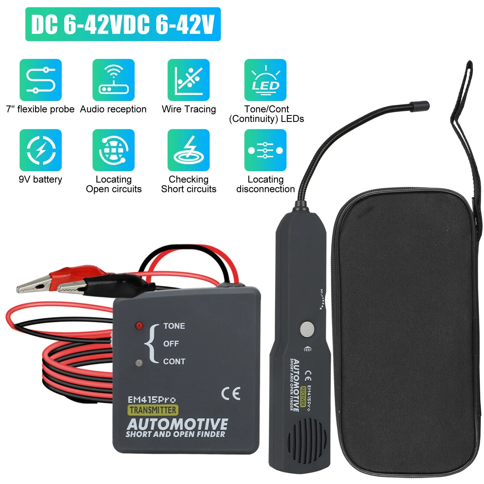 EM415PRO Auto Cable Short Circuit Breakpoint Tester Car Broken Wire Detect 6~42V