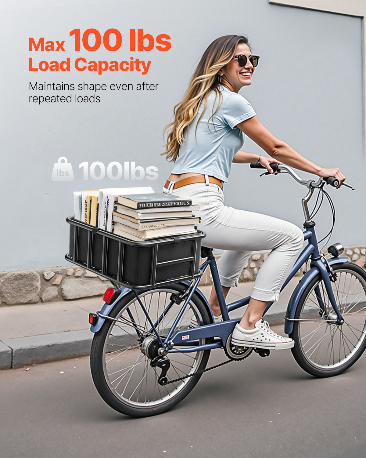 VEVOR Rear Bike Basket Medium Bicycle Basket Cargo Net Rainproof Cover Liner