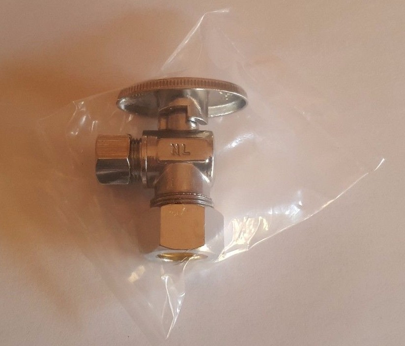 100) 5/8" OD X 3/8" OD 1/4 TURN COMPRESSION ANGLE STOP VALVE FULL PORT LEAD FREE