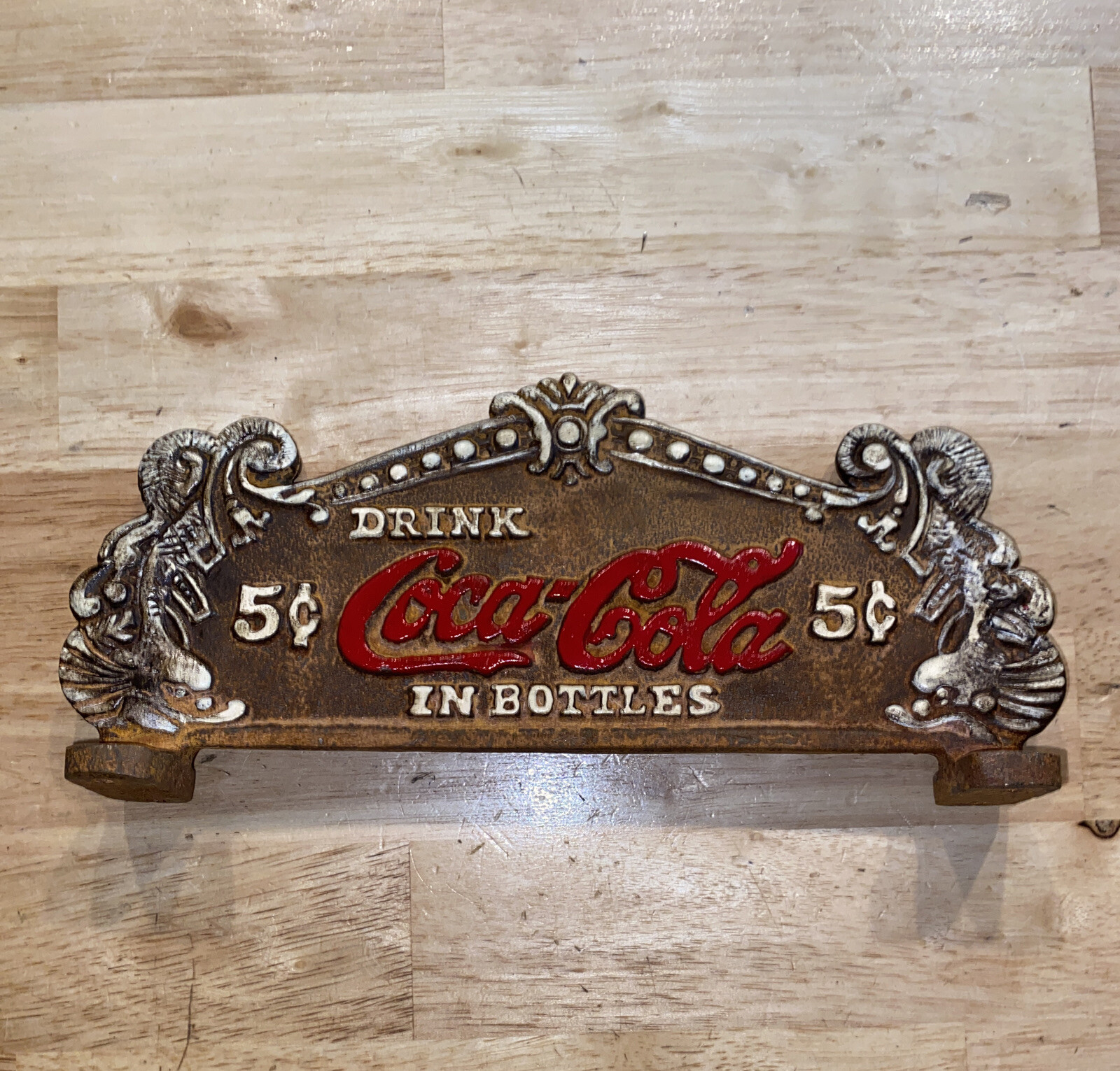 Coca Cola Cash Register Sign Plaque Cast Iron Metal Patina Soda Pepsi Collector