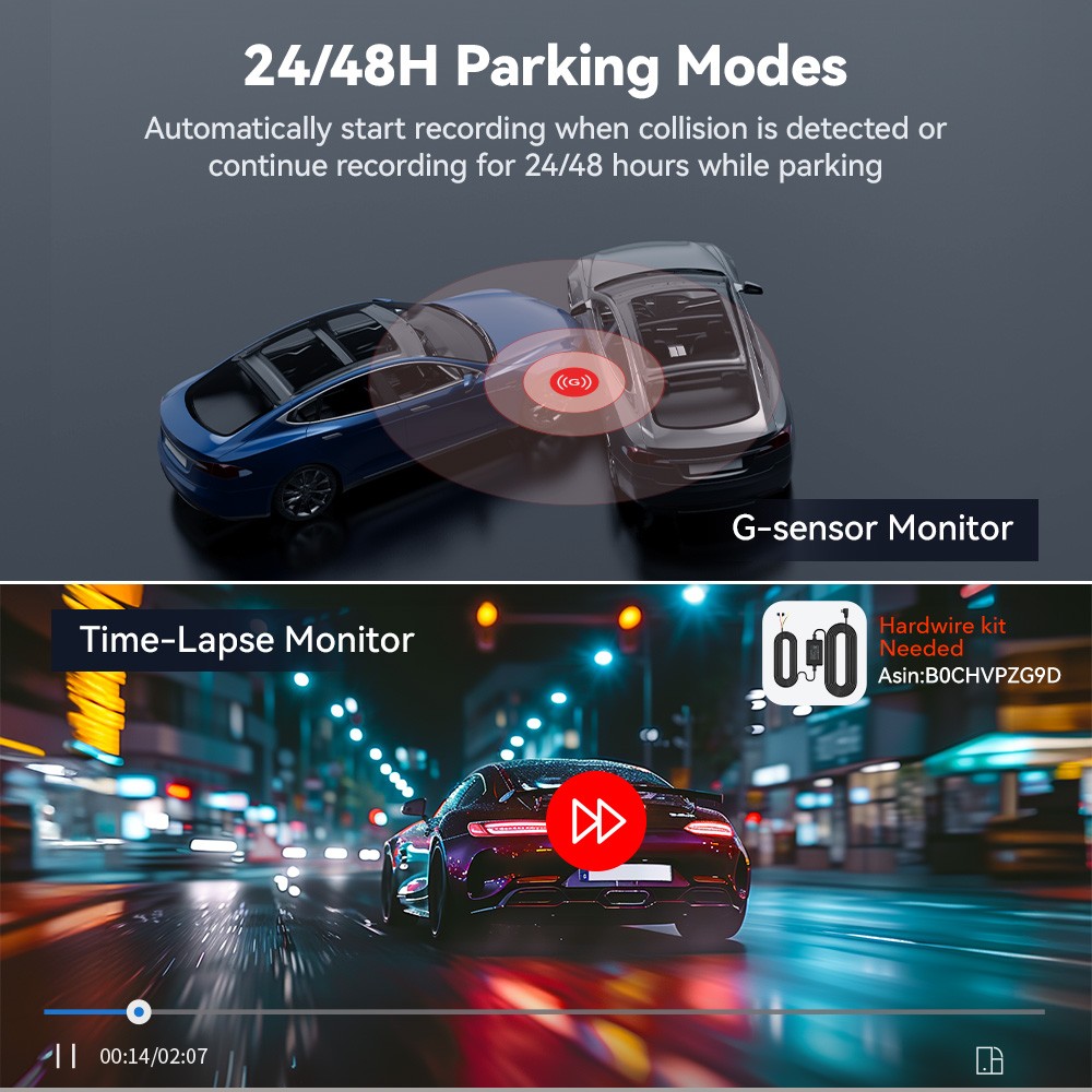 REDTIGER F9 Dash Cam Car Camera with 128GB Card Smart App Control WiFi GPS