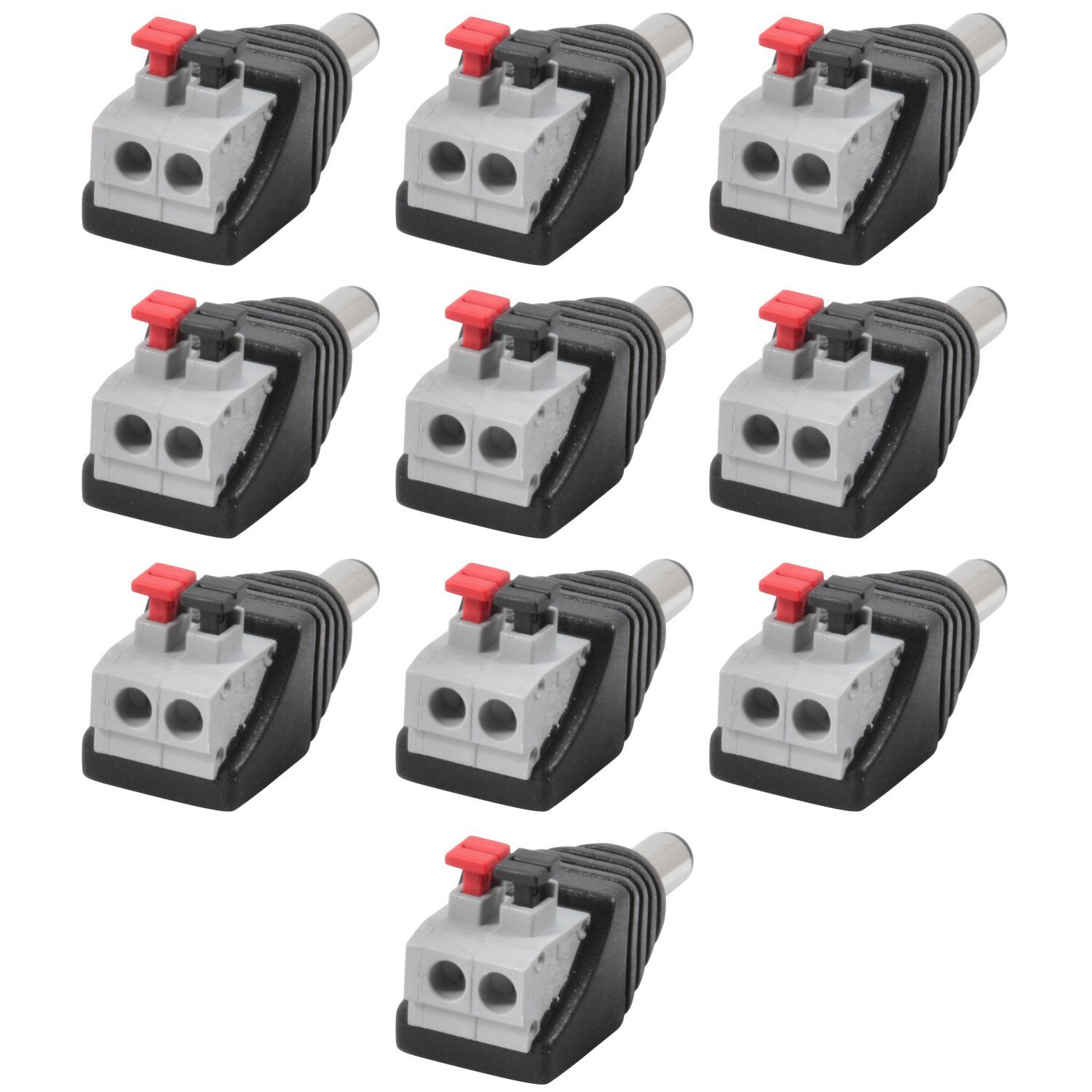 10pcs Male 5.5mm x 2.1mm DC Power Plug Screwless Quick Connect for LED 12V 24V