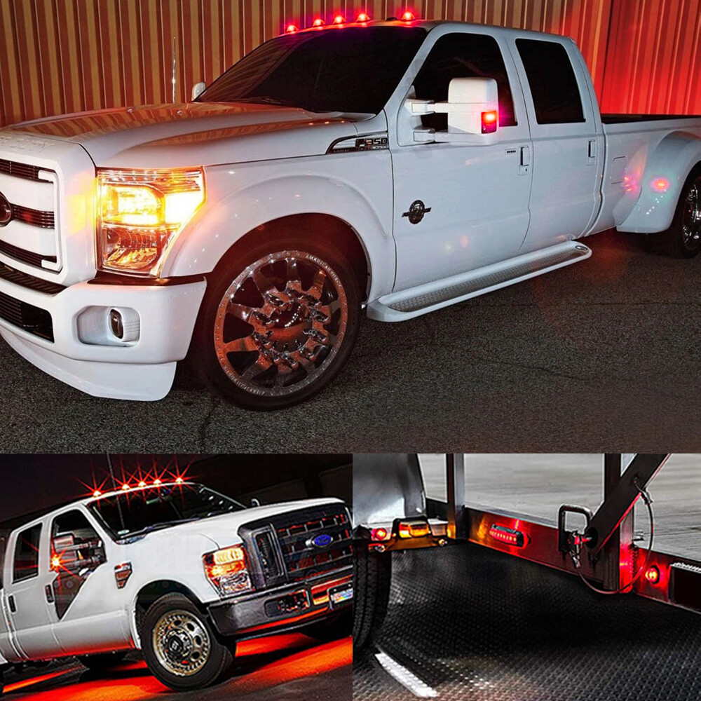 20X 3/4" 12V Marker Lights LED Truck Trailer Round Side Bullet Light Amber Red