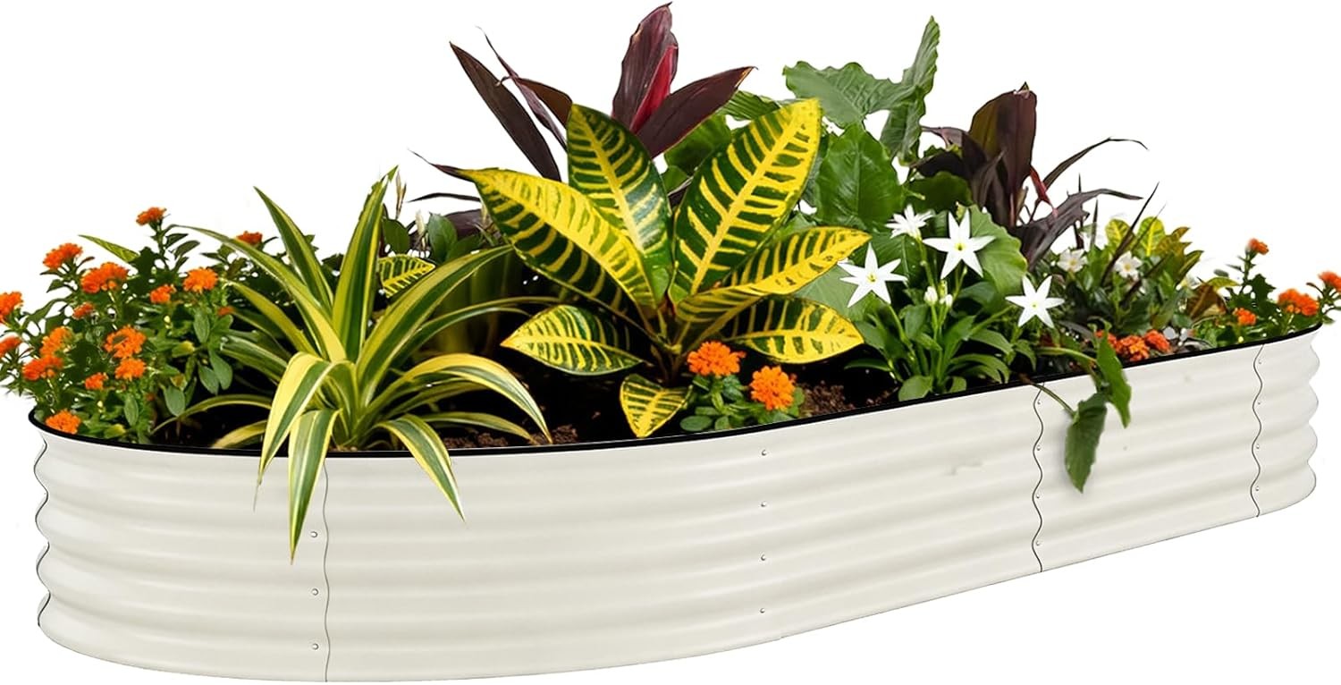 Galvanized Raised Garden Bed Outdoor, 10x4x1.5 ft Metal Planter Box for Flowers