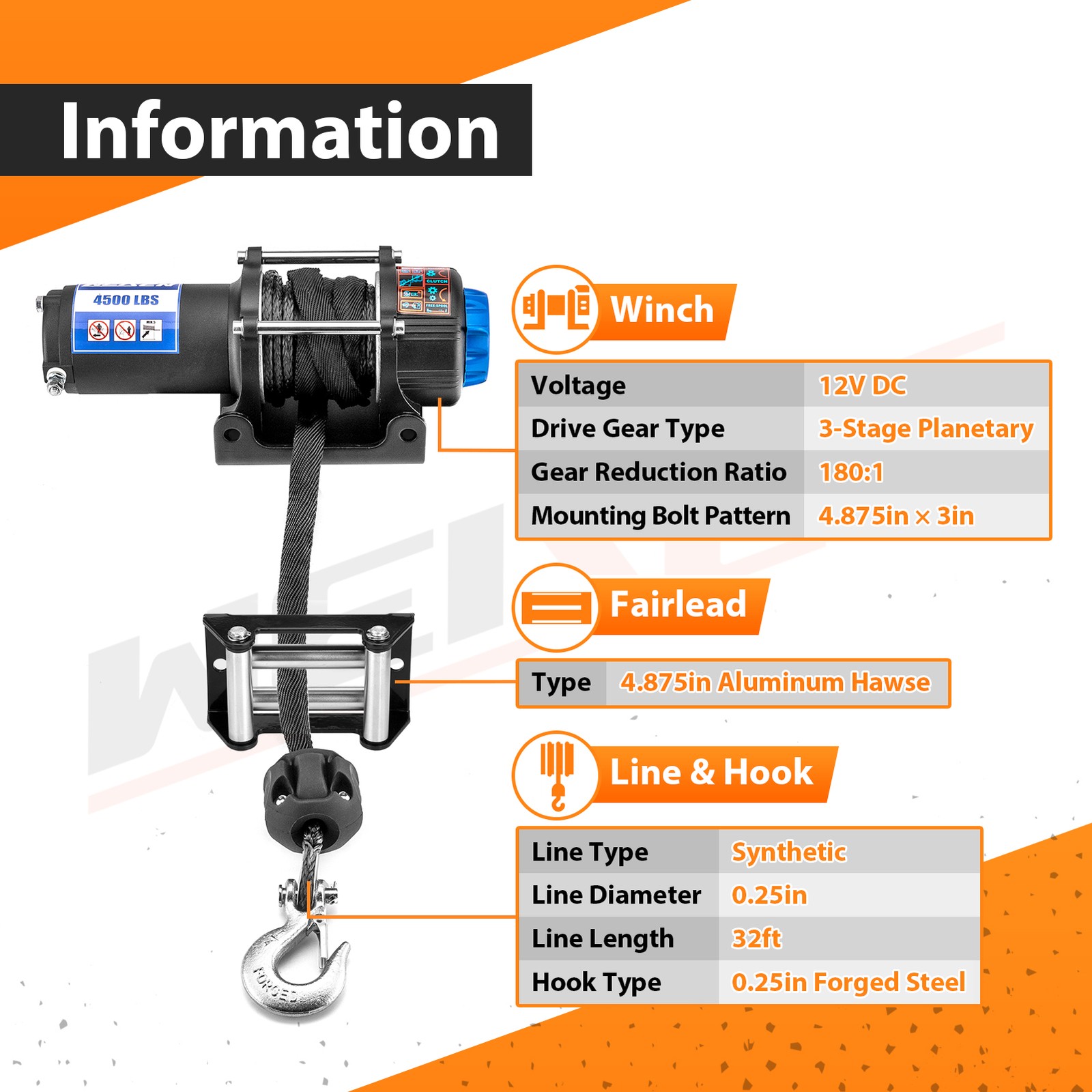 UTV 4500LB Winch Mount Kit For Polaris Ranger 500 570 800 (Mid-Size) 2011-2021