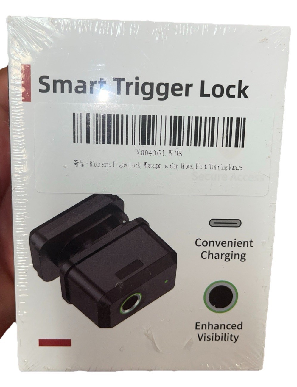 Biometric Trigger Lock IP66 Waterproof Fingerprint Gun Lock, Unlock Fast