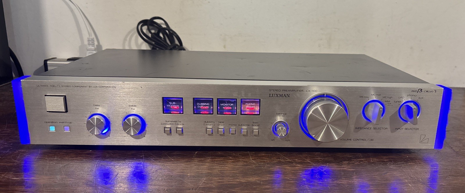 Luxman CX-100 Stereo Preamp -Recapped & Serviced & Custom Blue LED Sounds GREAT