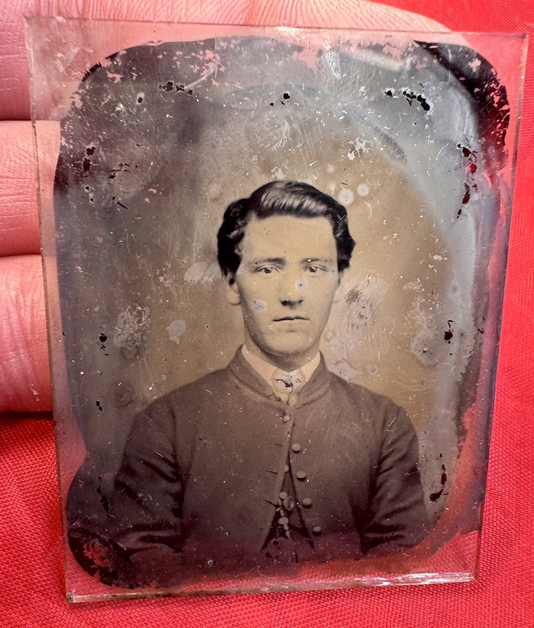 Antique 1/9 Plate Ambrotype Early Civil War Confederate Soldier Uniform Photo NC