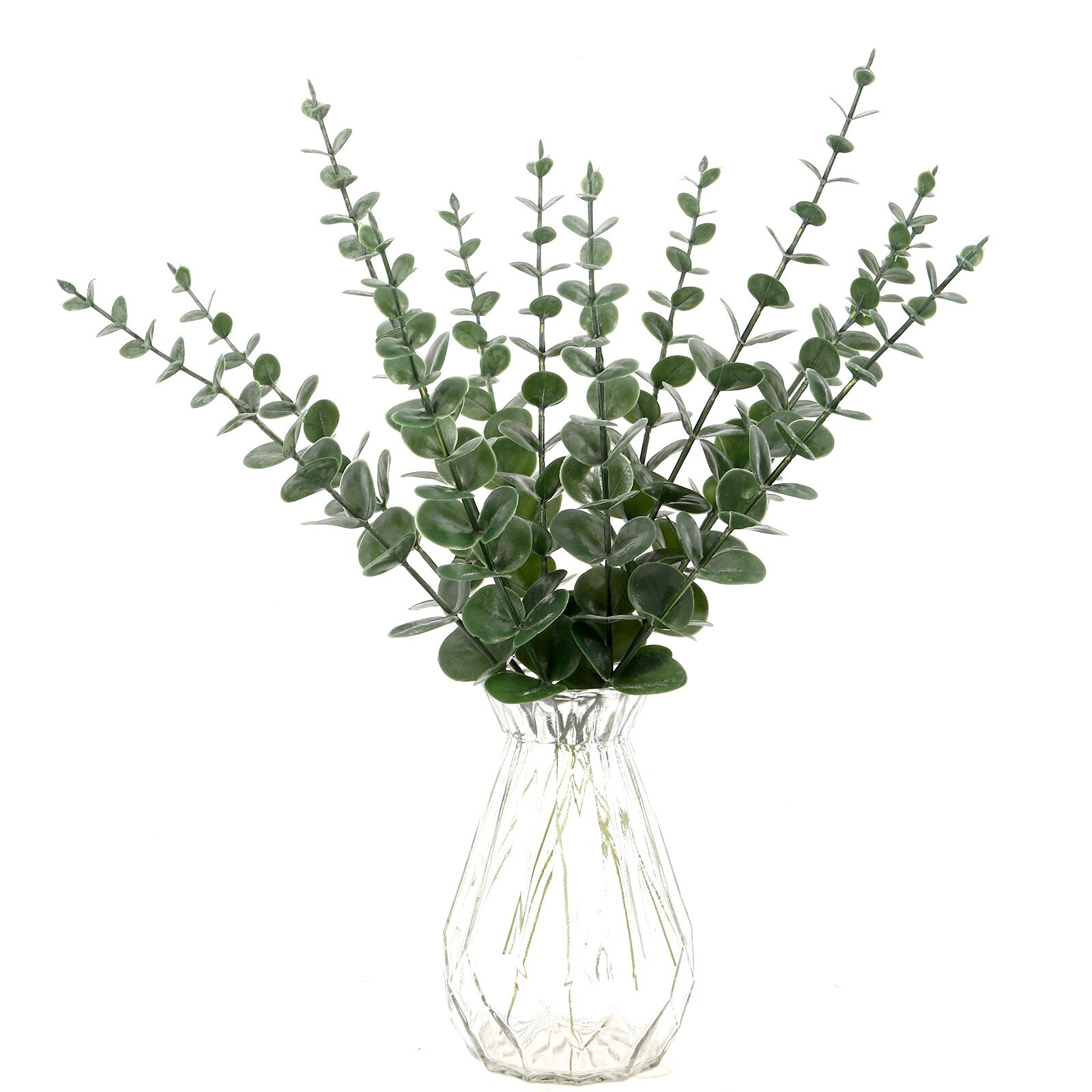 EZFLOWERY 12 Pcs Artificial Eucalyptus Leaves Stems Real Touch Green Leaf