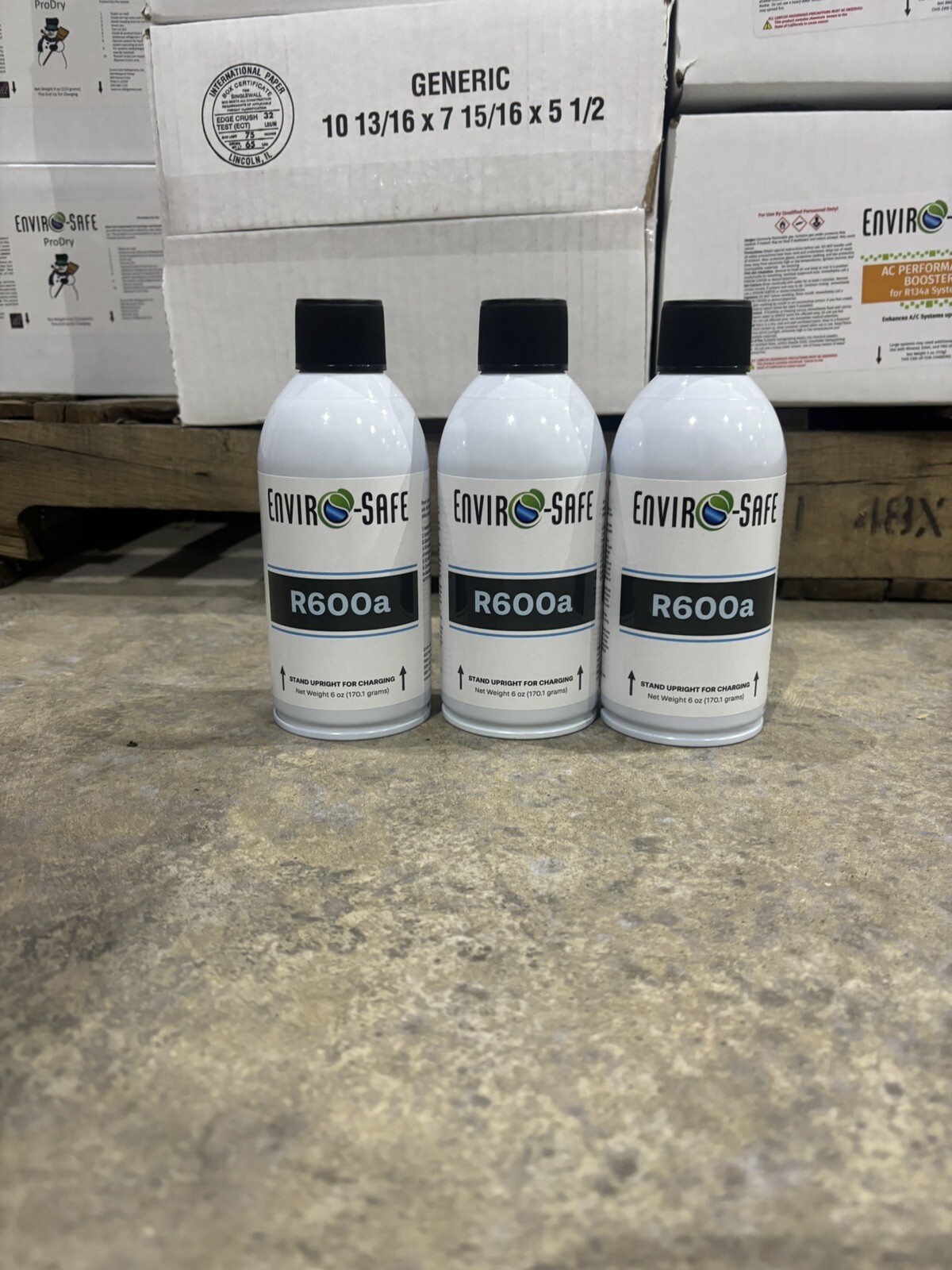Enviro-Safe R600a UPRIGHT (3) 6 oz. Cans, Isobutane