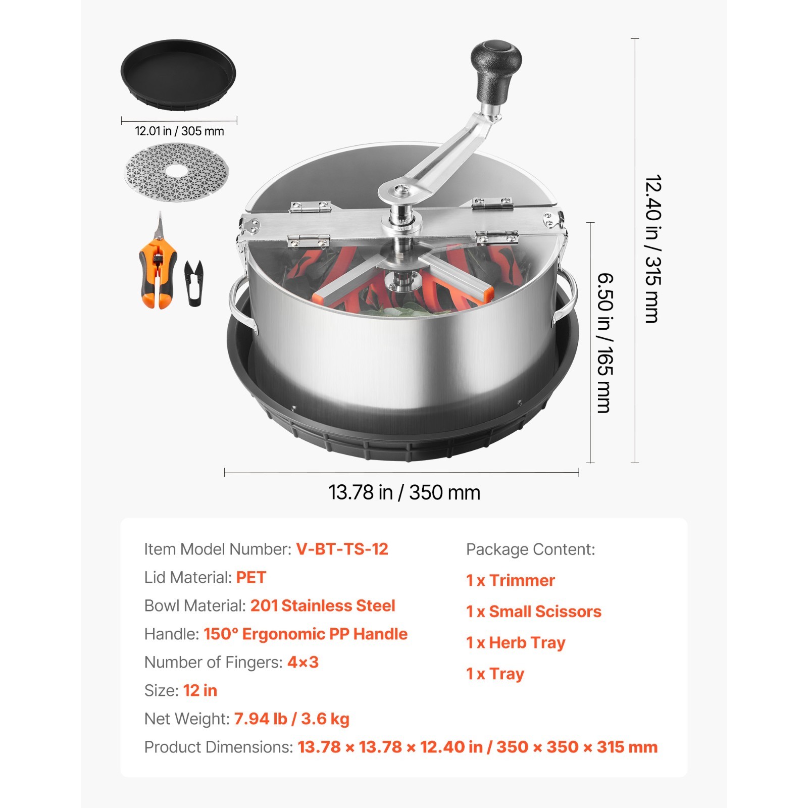 Uimoso 12" 16" Manual Bud Leaf Trimmer Pot for Hydroponic Plant Pruning Trimmer