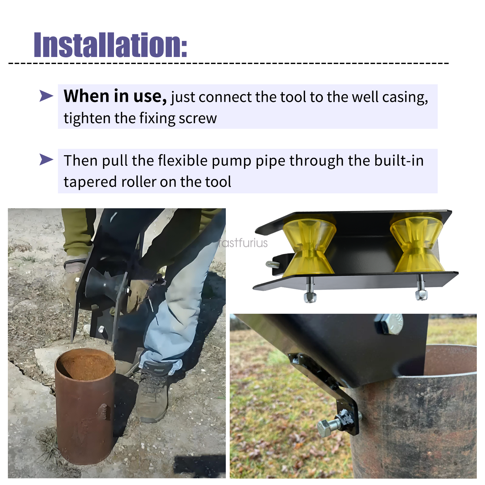 Water Well Pump Pulling Tool Pipe Tool and Cable Rollers to Pull or Place Pipe