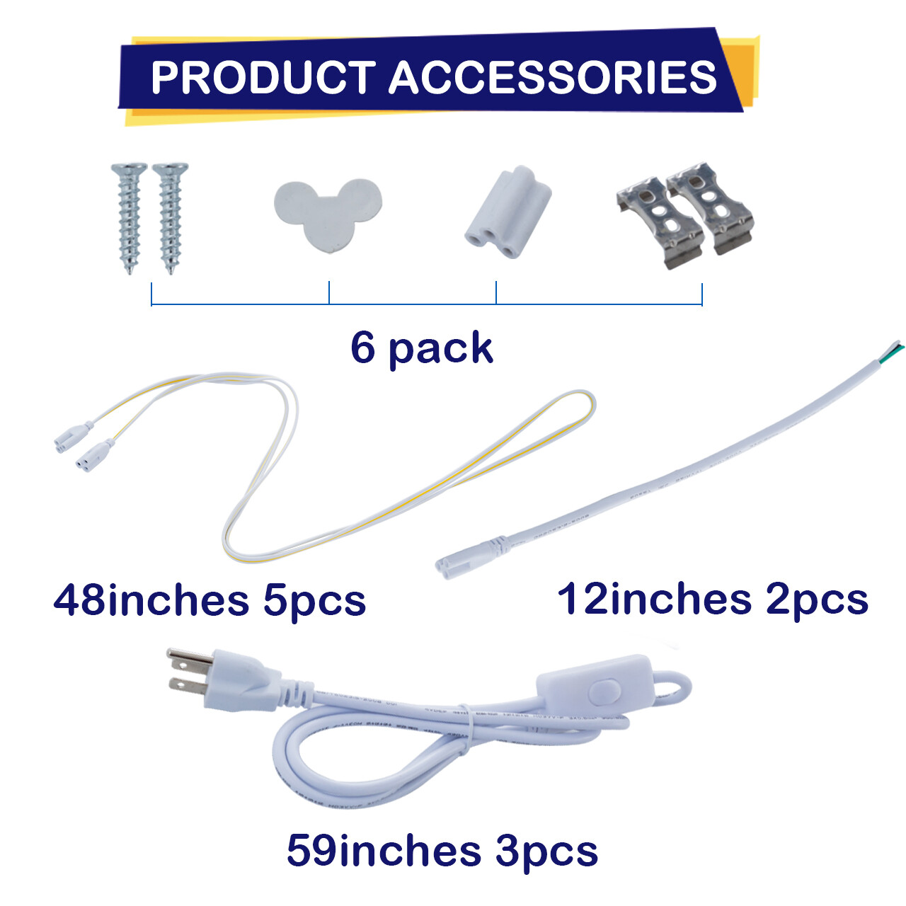 4FT 6 Pack LED Shop Light T5 T8 Linkable Ceiling Tube Fixture 24W Daylight 6000K