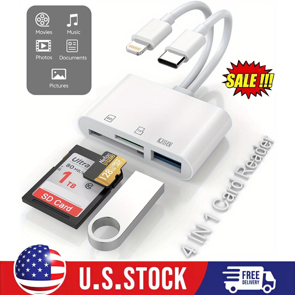 5-in-1 USB3.0 SD/TF Card Reader for iPhone/iPad/Android/PC OTG Adapter plug&play
