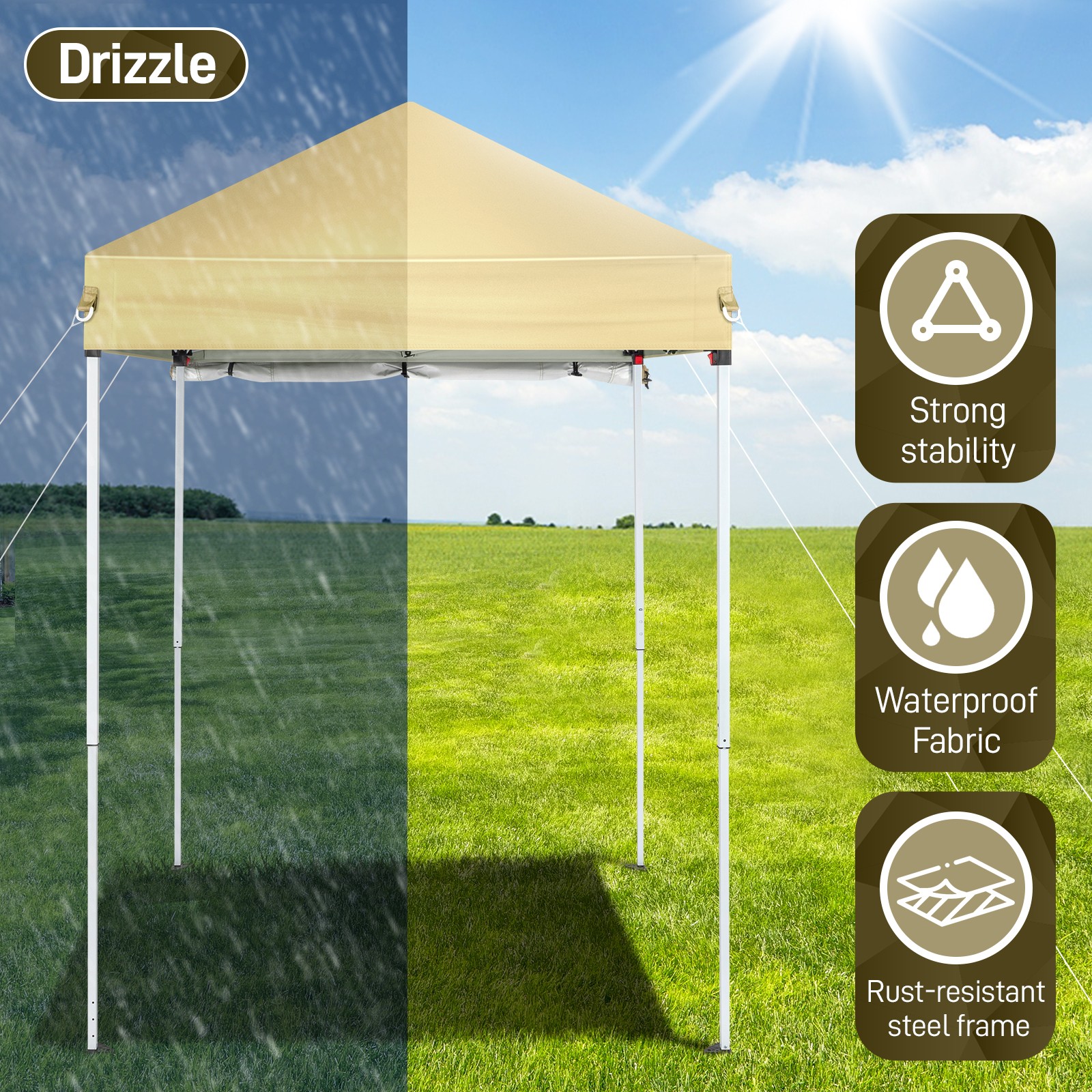5x5ft Pop Up Canopy Tent Folding Canopy with Carry Bag,1 Sidewall With Bag