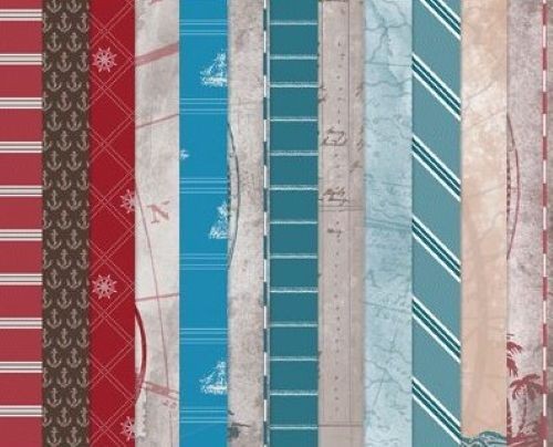 Stampin Up NAUTICAL EXPEDITION Designer Series Paper DSP 12" x 12" Retired