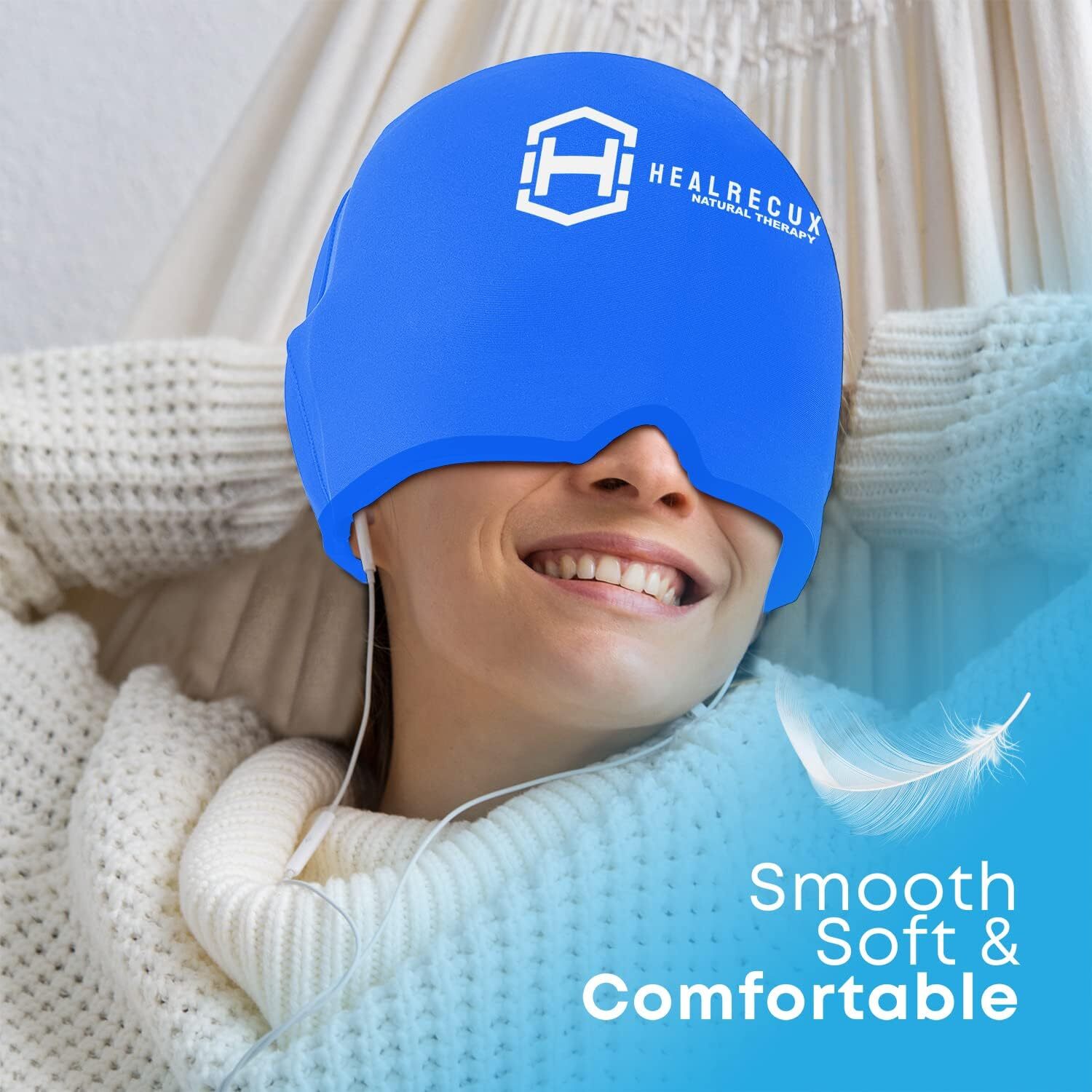 Migraine Relief Cap, Upgraded Odorless Gel Migraine Ice Head Wrap Cold & Hot The