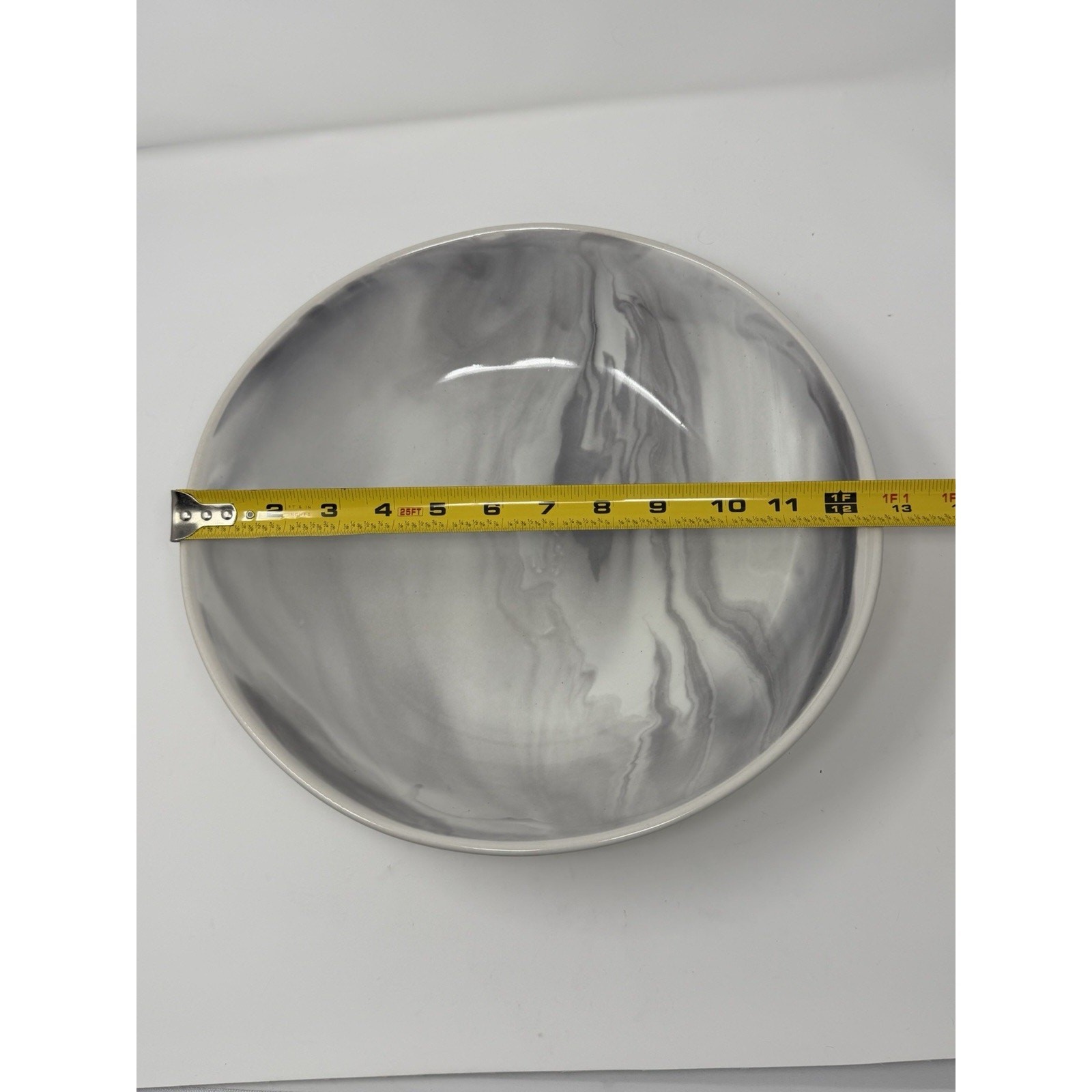 Simon Pearce Marble Stratus Serving Bowl Gray White Swirl Stoneware EUC RARE