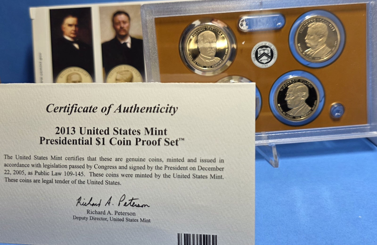 2013-S Presidential Dollar Proof Set 4 Coins with Box + COA