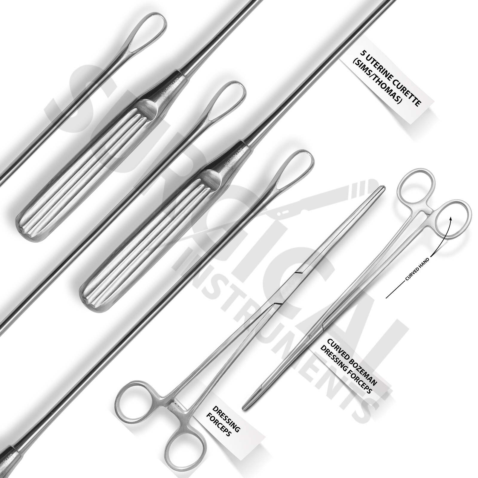 Set of 35 Dilatation Curettage Gynecology Surgical Instruments Curette German Gr