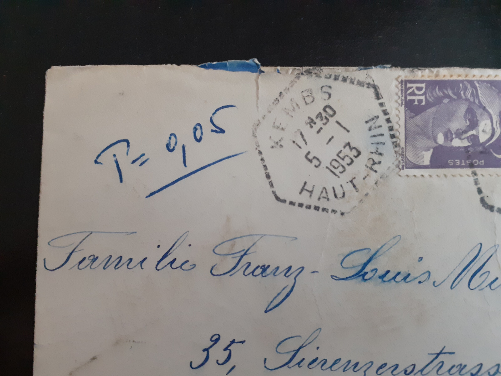 France - 1953 - Tax Cover to Basel + Tax Stamp Switzerland