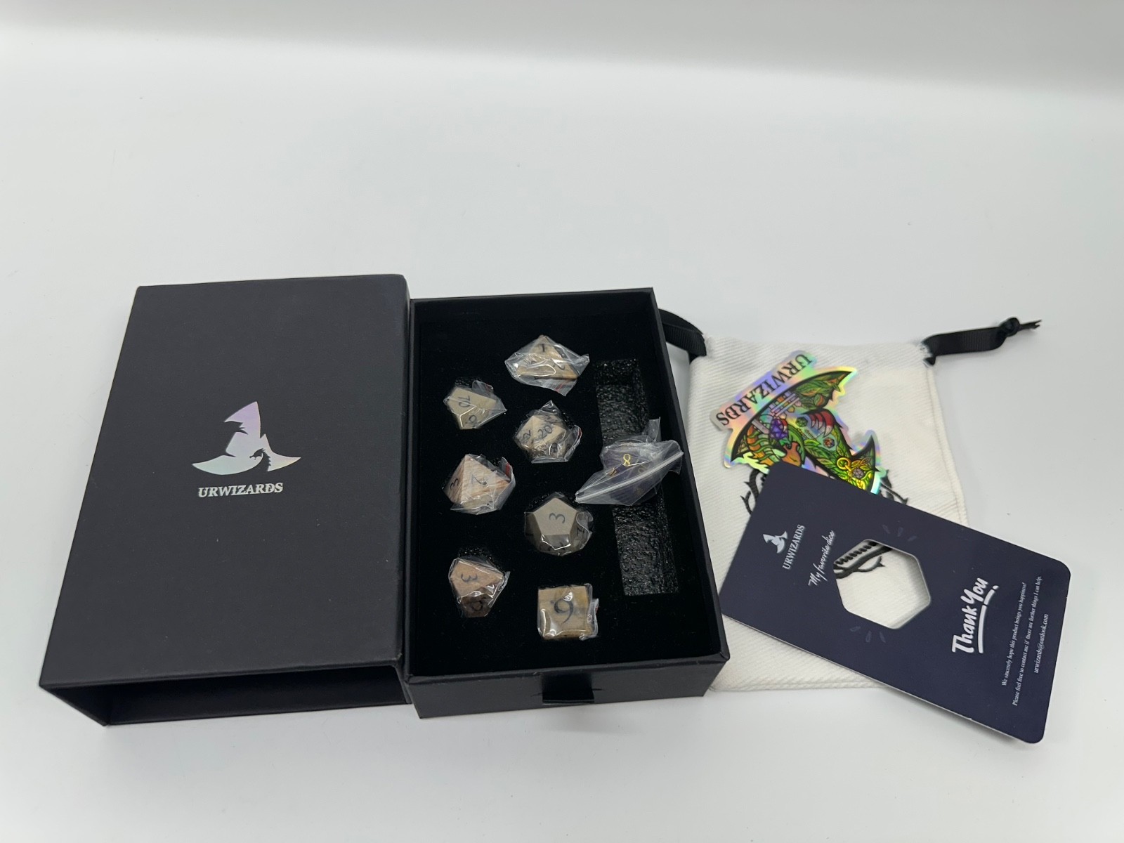 URWizards D&D Petrified Wood Gemstone Engraved Dice Set(Limited edition)