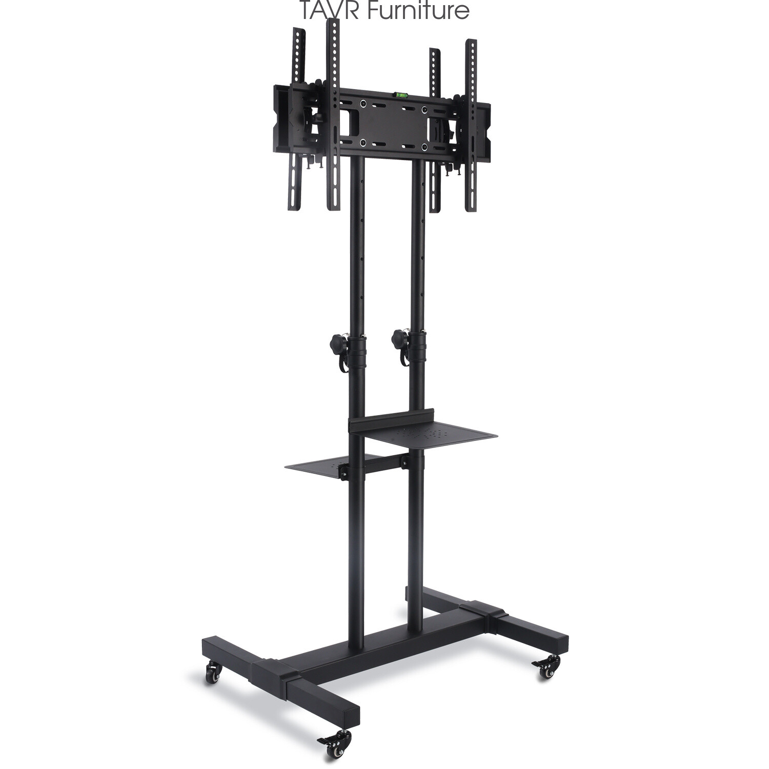Dual Floor TV Stand Rolling TV Cart Two TV Brackets on Wheel for 32-70 inch TVs